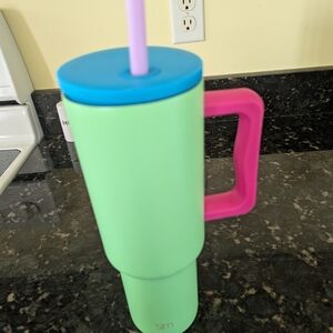 Green and Blue Tumbler with Handle